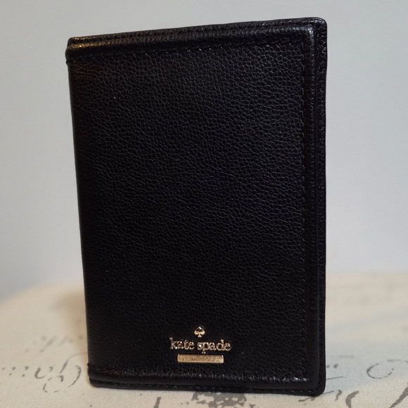 kate spade Accessories - Kate Spade Black Leather Passport Holder Wallet Card Slots